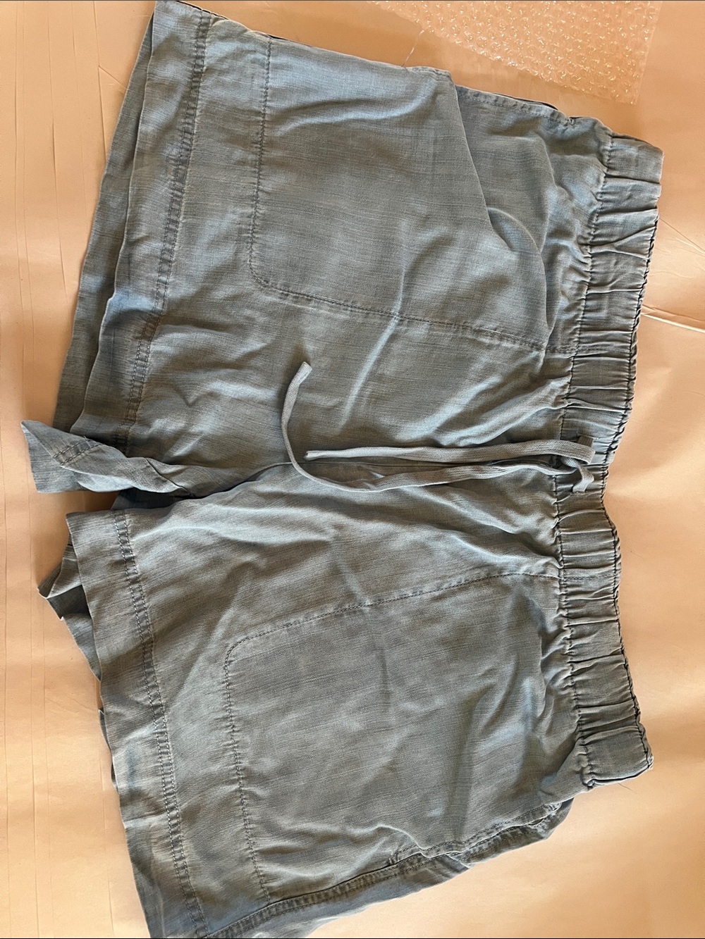 Hilary Radley Women’s Elastic Waist Drawstring Shorts in Dusty Blue